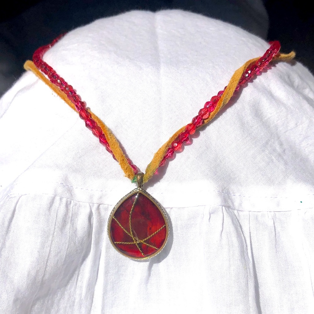 Y2K Suede / Beaded Necklace—Cowgirl Vibes!